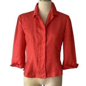 Herman Geist Linen Blend Lined Blazer Jacket Women’s 8 Coral